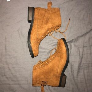 Cognac combat boots